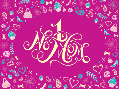 No 1 Mom_Final cupcakes hand drawn icons lettering mom mothers day mum number 1 typography