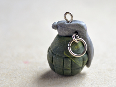 Grenade 3d charm grenade polymer clay weapon