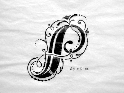 P flourishes ink letter lettering p sketch typography