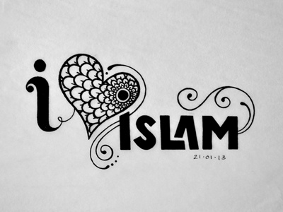 I Heart Islam desgn floral heart henna islam lettering love typography