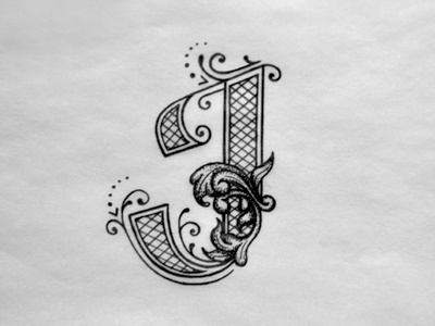 J decorative dropcaps flourishes hand lettering initial ink j letter lettering sketch typography