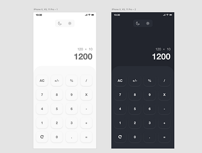 Dark & Light Mode Calculator Mobile UI UX Design app calculator daily ui dailyui dark mode design ios mobile