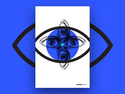 watch blue color eye pencil poster shape
