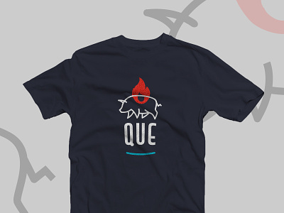 Que. barbeque bbq branding design food logo meat pig tshirt