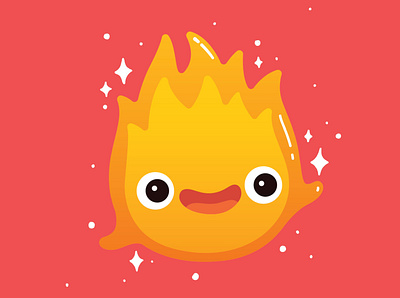 calcifer calcifer cute fire fires flame flames ghibli illustration kawaii