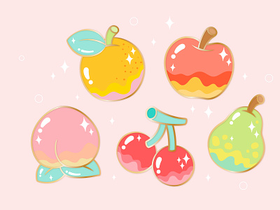 Animal crossing island fruits animal crossing apple cherry fruits gaming illustration lettering peach pear pearl switch typography