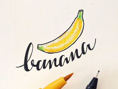 Banana! banana dots fruit illustration typography yellow