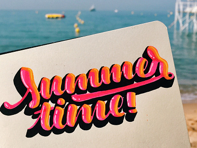 Summer time beach brush type cannes graident morning pink posca summer type practice typography