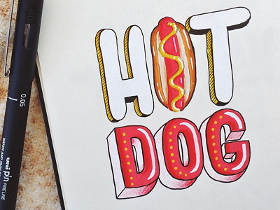 Hot Dog Day bread hot hot dog illustration mustard sausage type typography