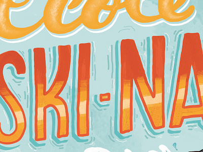 Ski Nautique Detail calligraphy illustration lettering nautique ski summer typography waterski waves