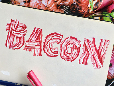 Bacon bacon breakfast calligraphy food hand drawn hand lettering illustration meat type typography