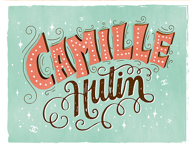 Camille calligraphy camille chanel hand drawn hand lettering lettering name perspective stars swirls typography