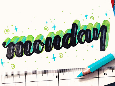 Monday brush type calligraphy daily type days good type gradient hand drawn hand lettering monday week