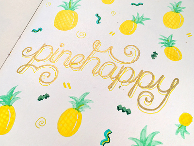 Pinehappy apple fruit fun hand lettering illustration lettering pattern pine pineapple typography