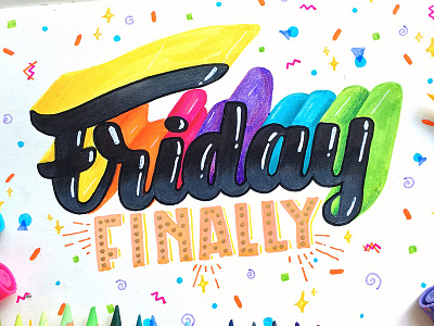 Finally Friday brush type calligraphy daily type days friday good type gradient hand drawn hand lettering week