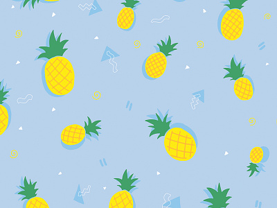 Pinehappy fruit fruity green hand drawn healthy illustration pattern pineapple pinehappy repeat sugar wrapping paper