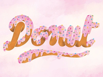 Donut type donut dough food frosting hand lettered hand lettering illustration lettering sprinkles type typography yummy