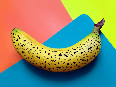 Banana Fun 90s art banana drawing food food art fruit geometric healthy illustration neon pattern
