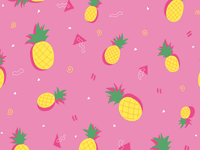 Pine Happy Pattern fruit fruity green hand drawn healthy illustration pattern pineapple pinehappy repeat sugar wrapping paper