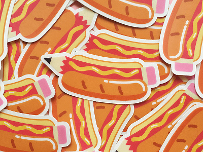 Hot Drawg Stickers color design drawing food hot dog illustration mustard pencil snack stickermule stickers vector