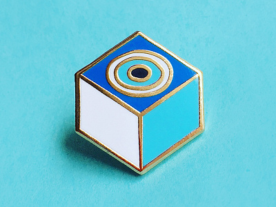 Kem Goz Pin blue cube design enamel pin evil eye eyes geometric gold letal pins pins emaille vector