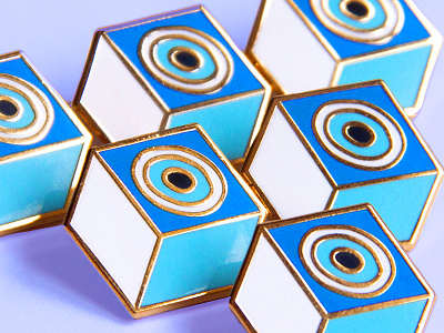 KEM GÖZ Evil Eye Pin blue cube design enamel pin evil eye eyes geometric gold illustrator metal pins emaille vector