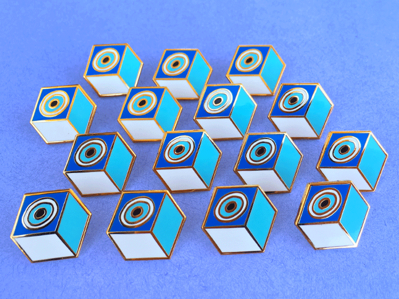 KEM GÖZ Evil Eye Pin party blue cube design enamel pin evil eye eyes geometric gold pins pins emaille turkish vector