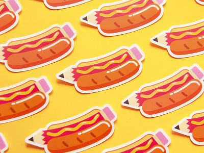 Hot Drawg Stickers ! color design drawing food hot dog illustration mustard pencil snack stickermule stickers vector