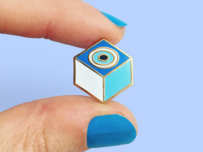 Kem Goz Pin cube design enamel pin evil eye eyes geometric gold pins pins emaille soul turkish vector