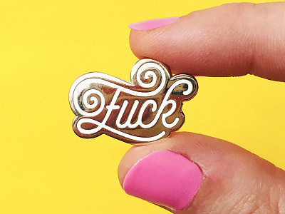 Fuck Pins calligraphy design enamel pin fuck fuck pin gold lettering pins pins emaille type typography