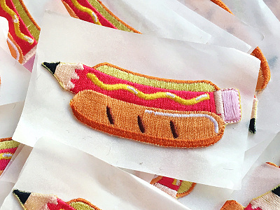 Hot Drawg Sticker Patch art design food foodie hot dog hot dog patch illustrate illustration patch pattern pencil sticker patch