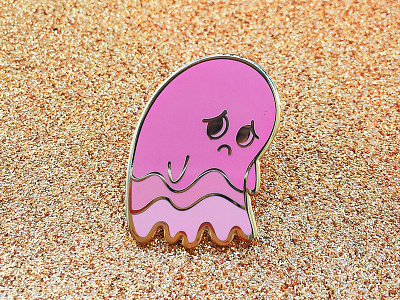 Sad Ghost Pin design enamel pin ghost gold halloween kawaii pink pins pins emaille sad ghost vector