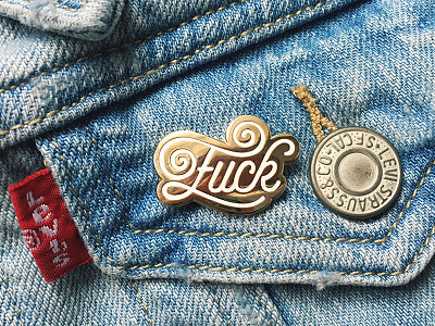 Fuck Pin calligraphy design enamel pin fuck fuck pin gold lettering pins pins emaille type typography