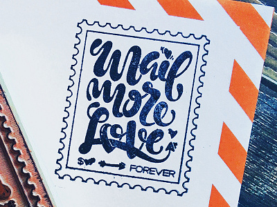 Mail More Love Stamp design illustration illustrator inking letter lettering love mail stamp type typography vector