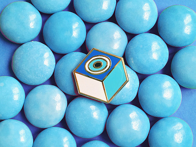 Kem Goz Pin blue cube design enamel pin evil eye eyes geometric pins pins emaille soul turkish vector