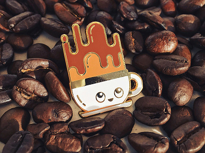 Coffee Buddy Pin addict coffee coffee buddy coffee pin cute design enamel pin gold happy kawaii love pins emaille