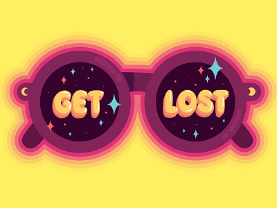Get Lost art beyond design illustration lettering space stars sunglasses typography vector