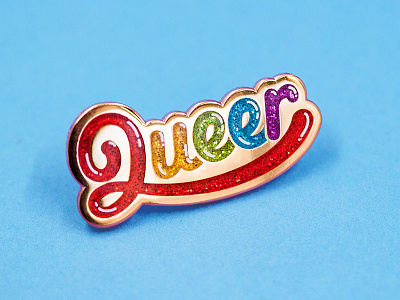 Queer design enamel pin lapel pin lettering love pins pride queer queer pin rainbow typography