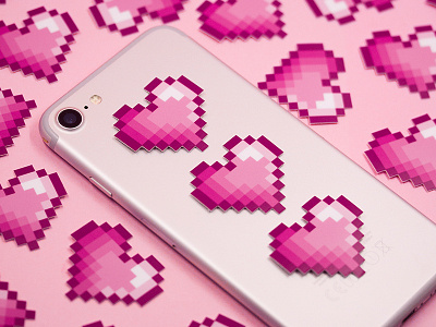 Pixel Hearts gamer illustration life love pink hearts pixel pixel hearts sticker mule stickers zelda