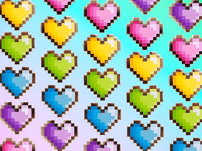 Rainbow Pixel Heart Pins