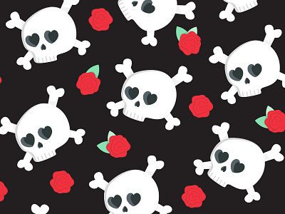 Dead Cute Skulls dead death fall halloween illustration rose roses skull skull and crossbones spooky vector