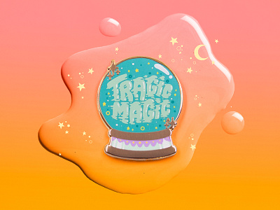 Tragic Magic brush type crystal crystal ball enamel pin halloween hand drawn hand lettering illustration illustrator lettering magic magical print spirits tragic type typography vector witch witchcraft