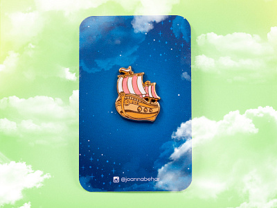 neverland boat clouds design enamel pin enamel pins gold illustration neverland peter pan vector