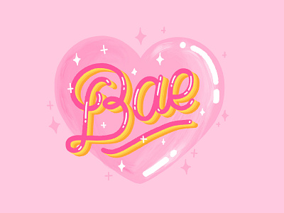 Bae bae brush type calligraphy design hand drawn hand lettering heart illustration letter lettering love snapchat sticker stickers type typography vector