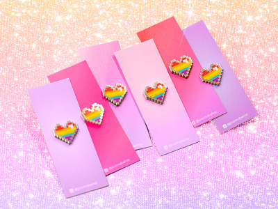 Pride Hearts 8bit enamel pin gamer gamers gay gaypride heart illustration pink pixel pixelated pride pride month product proud queer rainbow vector zelda