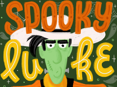 spooky luke brush type calligraphy cartoon design halloween hand drawn hand letter hand lettering illustration letter lettering lucky lucky luke scary spooky type typography