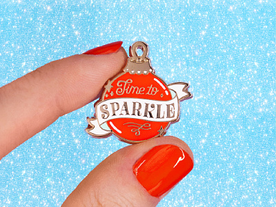 time to sparkle christmas decorations design enamel pin enamel pins gold holiday holidays illustration ornament ornaments pin sparkle sparkles sparkly typography xmas