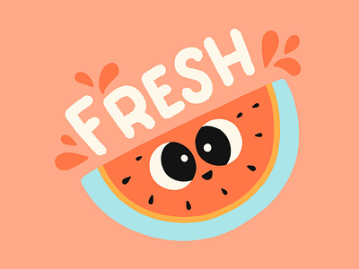 fresh brush type fresh fruit hand drawn hand lettering illustration juicy letter lettering sticker typography vector watermelon