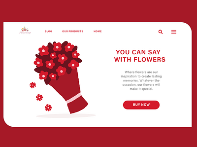 Red Flower UI theme design illustration logo minimal red flower ui ux website