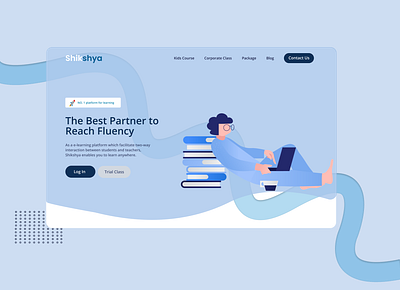 Shikshya landing page blue color design education website elearning illustration ui website